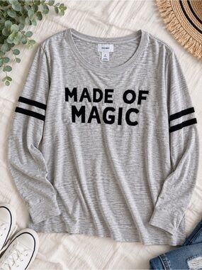 Old Navy Made of Magic Gray Varsity Stripe Lightweight Sweater Top 2X